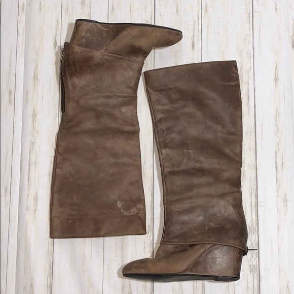 Steven By Steve Madden Shoes - Distressed Tan Leather Wedge boots - Maryn